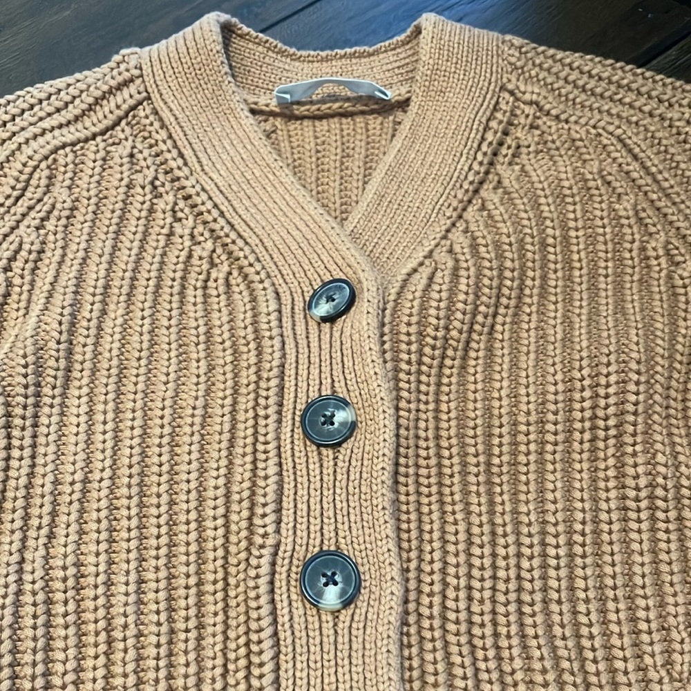 Cozy Tan Button-Up Sweater